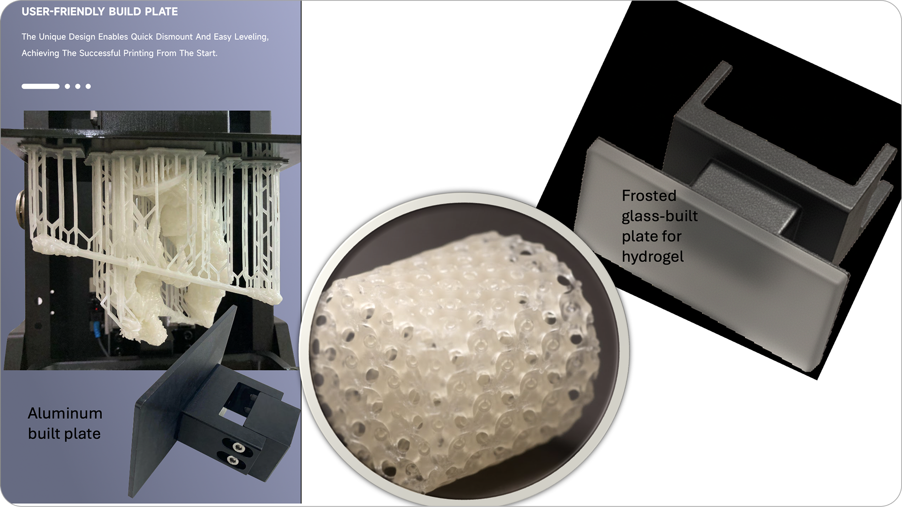 <strong>User friendly built plate based on</strong> <em>Material to print for Plastic and Hydrogel.</em>